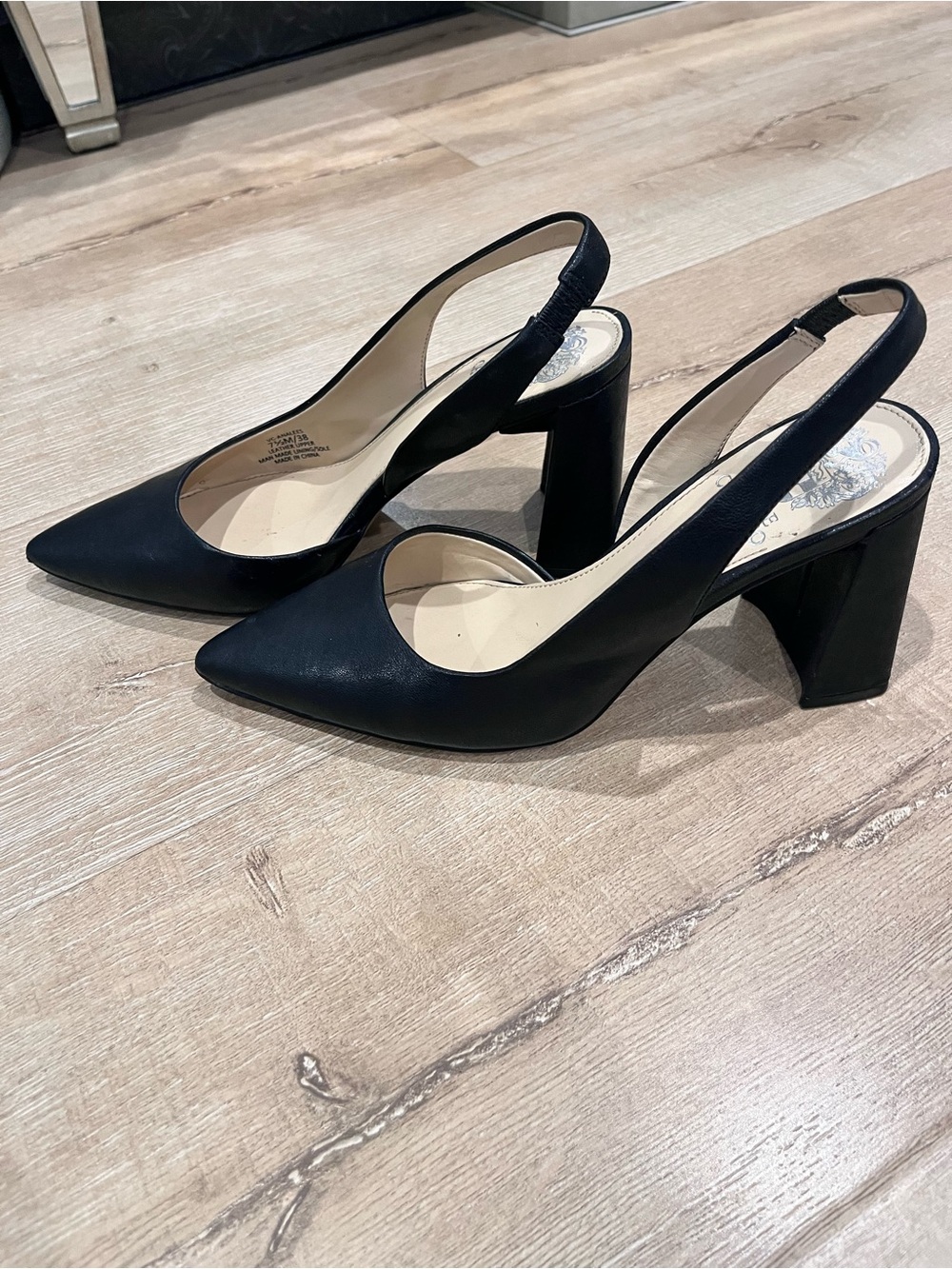 Vince Camuto Classic Black Slingback Pointed-Toe Heels